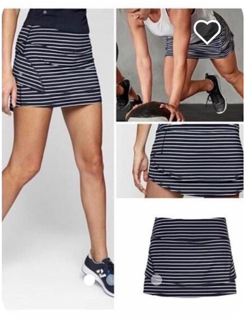 Athleta Navy and White Striped Active Skort